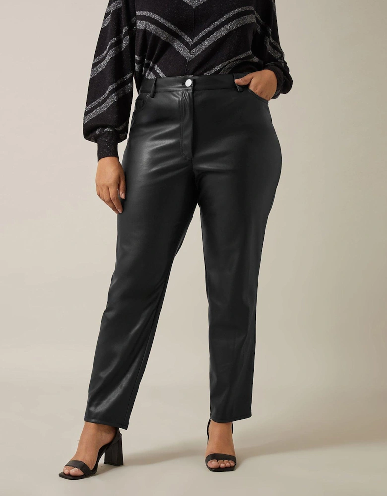 Pu Straight Leg Trouser - Black