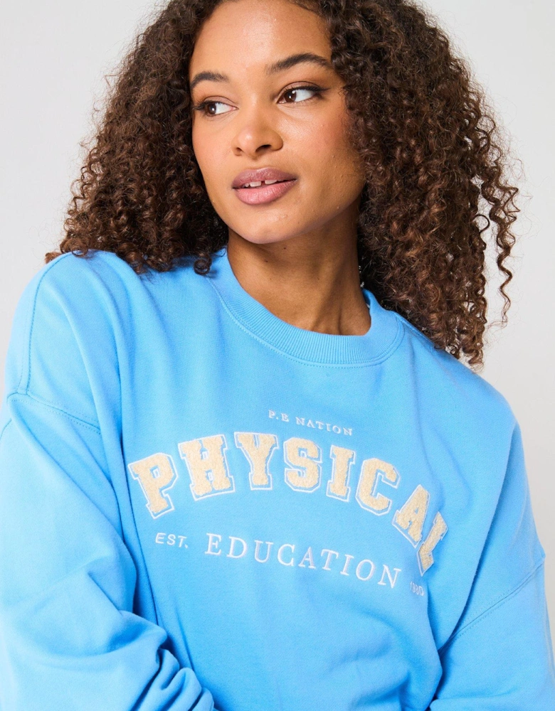 Womens Physical Crew Neck Sweatshirt - Cornflower Blue