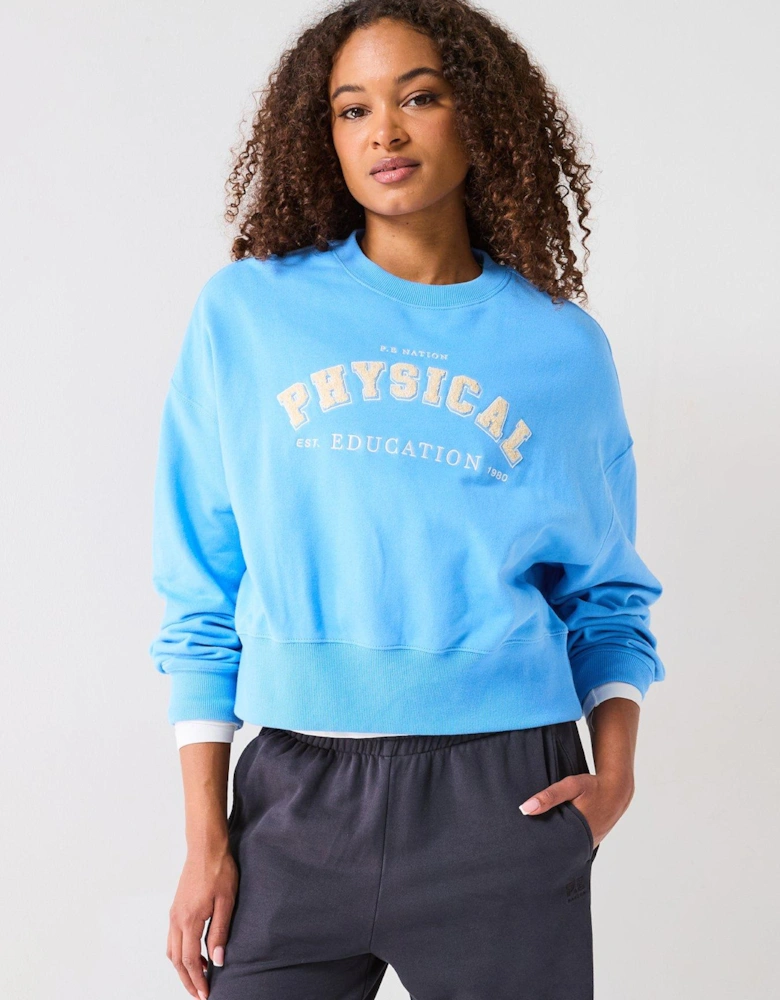 Womens Physical Crew Neck Sweatshirt - Cornflower Blue