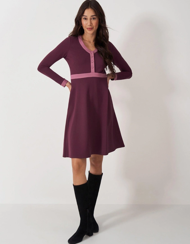 V-Neck Ponte Dress - Pink