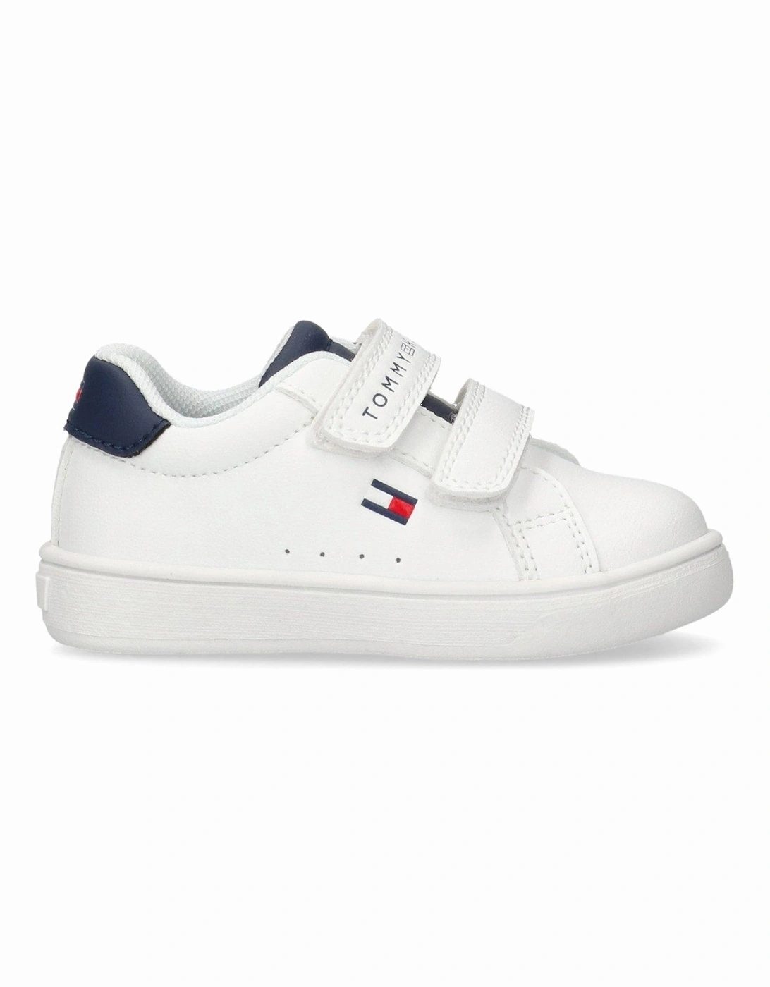 Kids Logan Flag Low Cut Lace-Up/Velcro Trainers - White, 6 of 5
