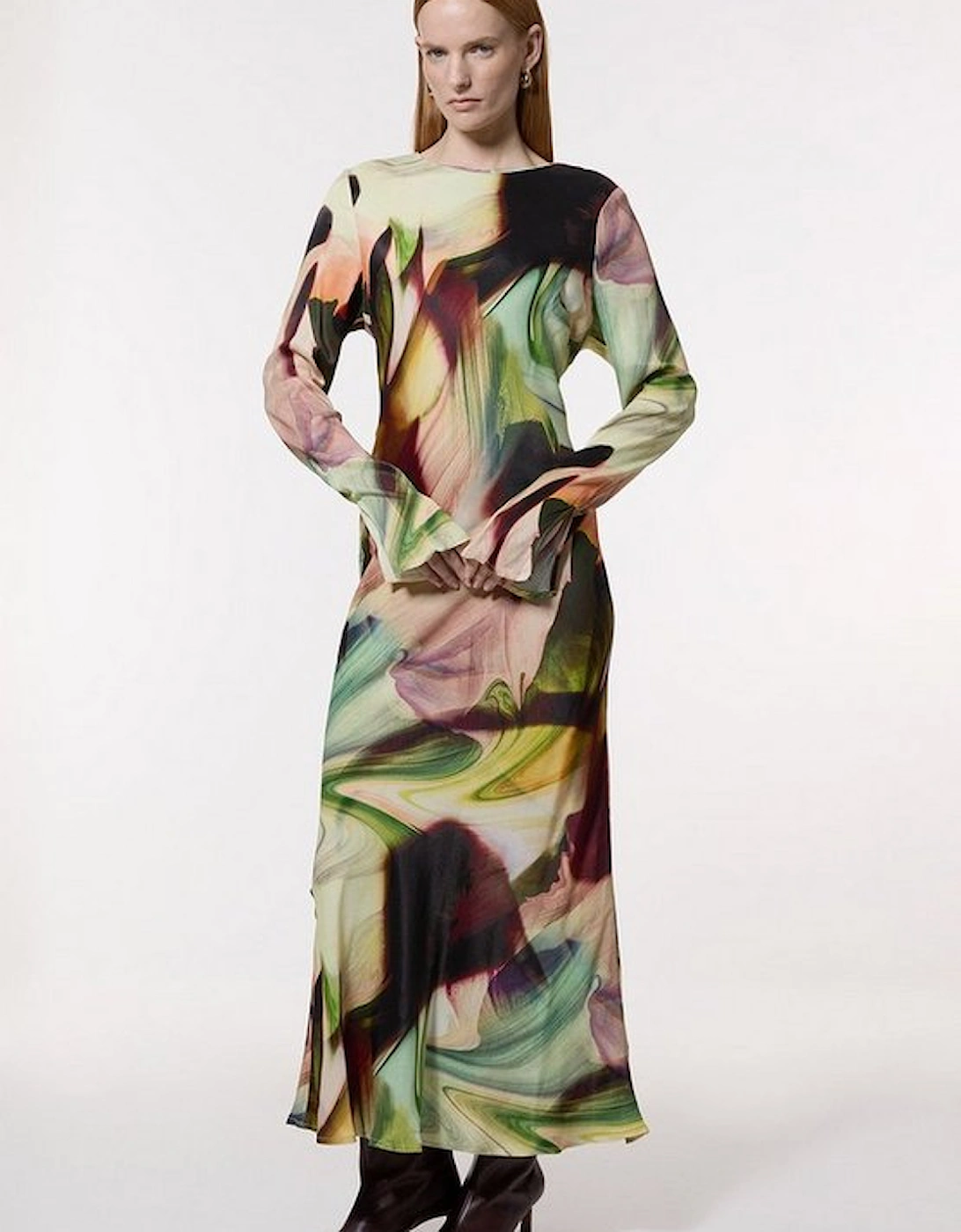 Printed Satin Woven Maxi Dress, 4 of 3