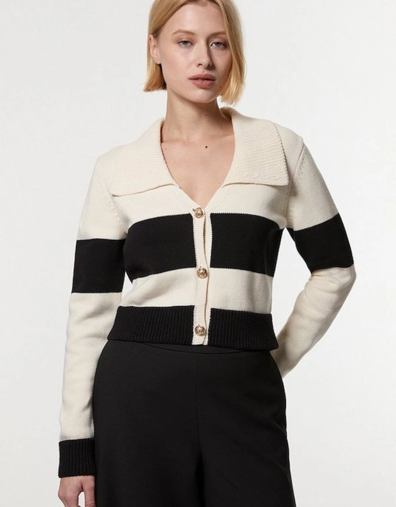 Cotton Collared Knitted Cardigan