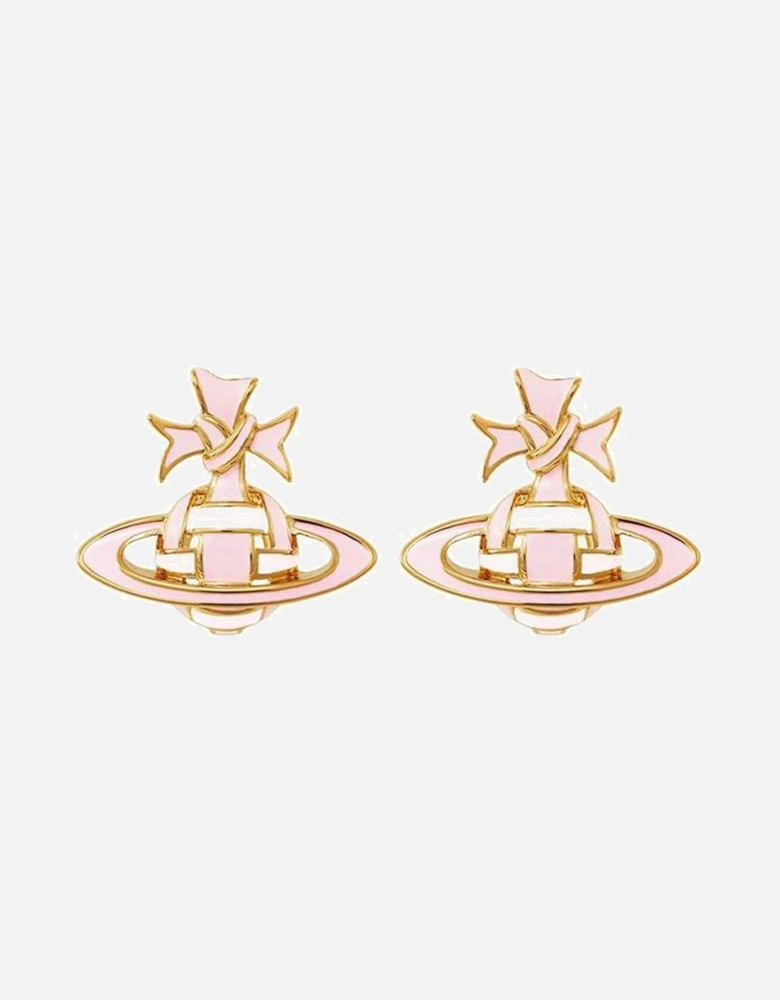 Ribbon Bas Relief Earrings Gold