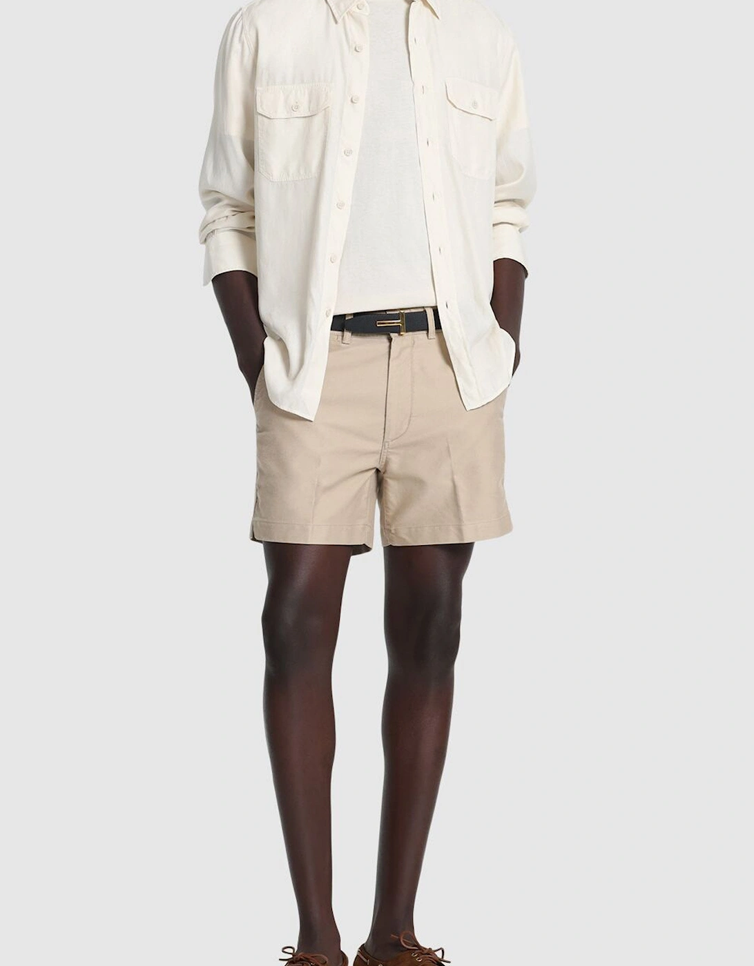 Brushed Cotton Chino Shorts Beige