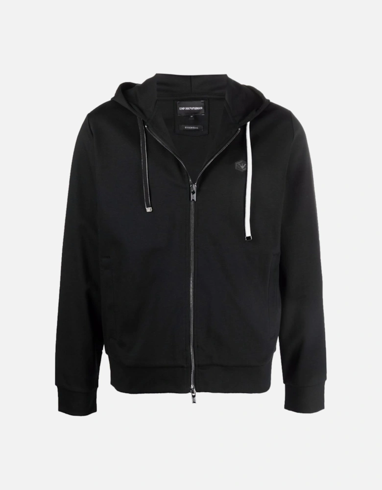 Branded Zip Hooded Top Black