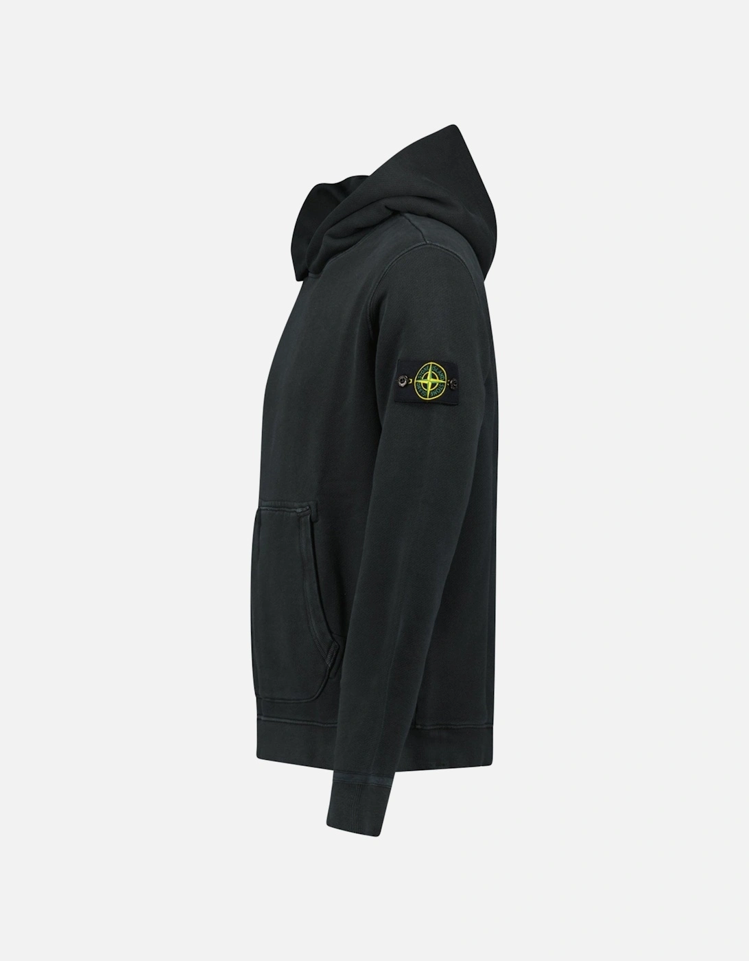 Diagonal Fleece Old Effect Hoodie in Black