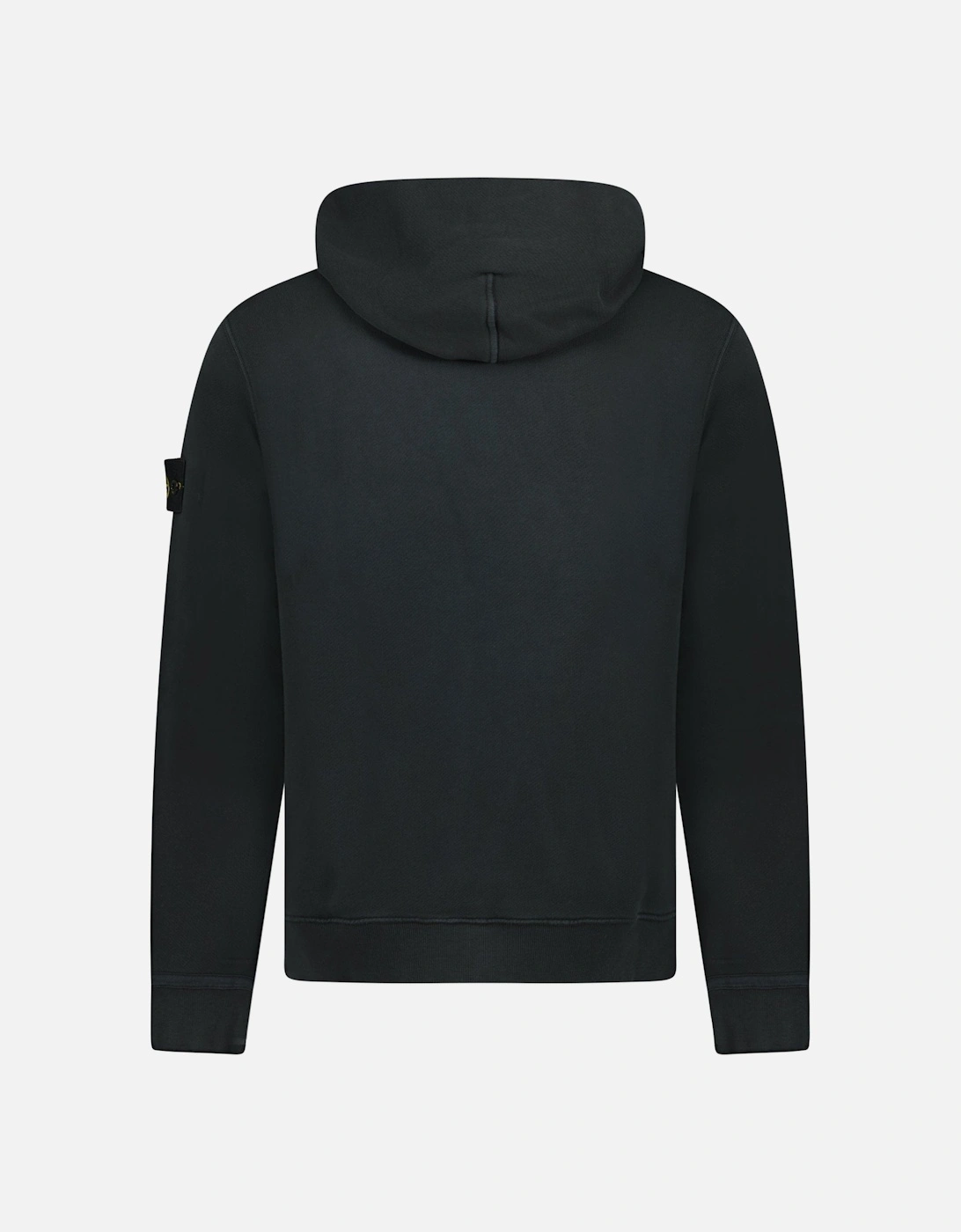 Diagonal Fleece Old Effect Hoodie in Black