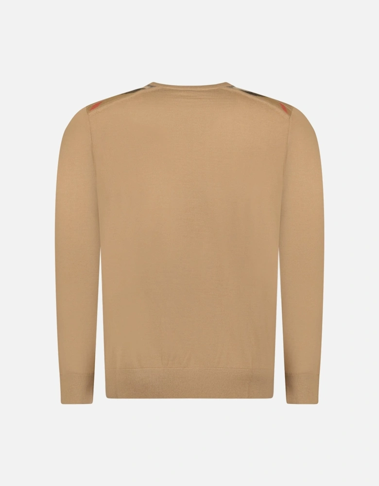 Check Wool Jumper Camel