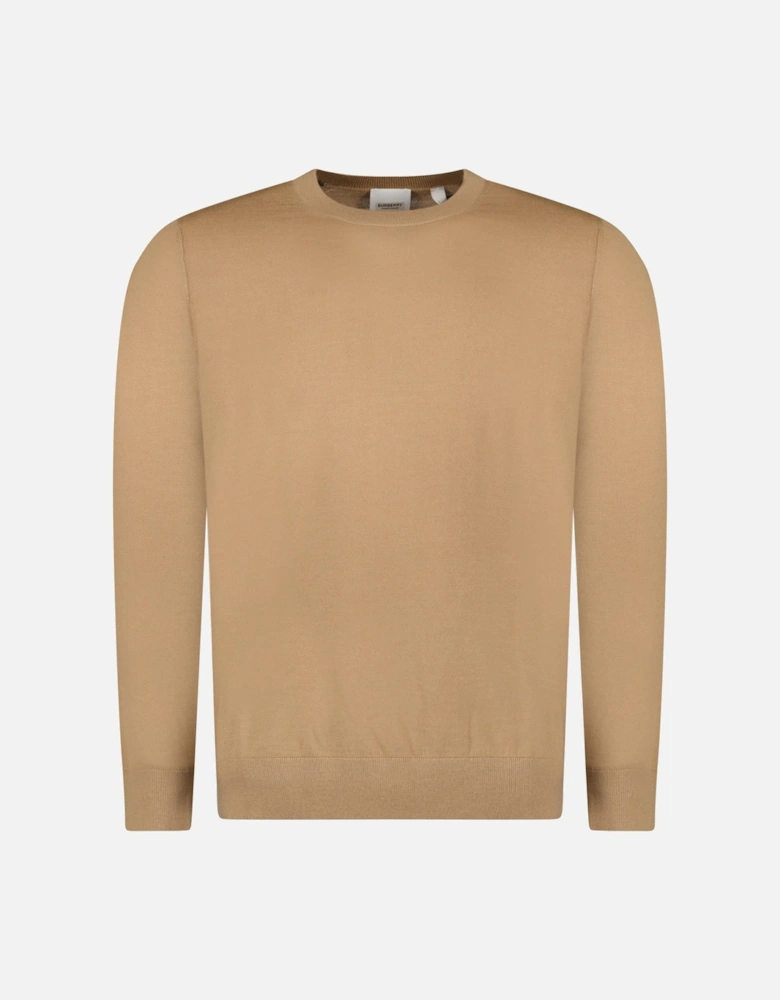 Check Wool Jumper Camel