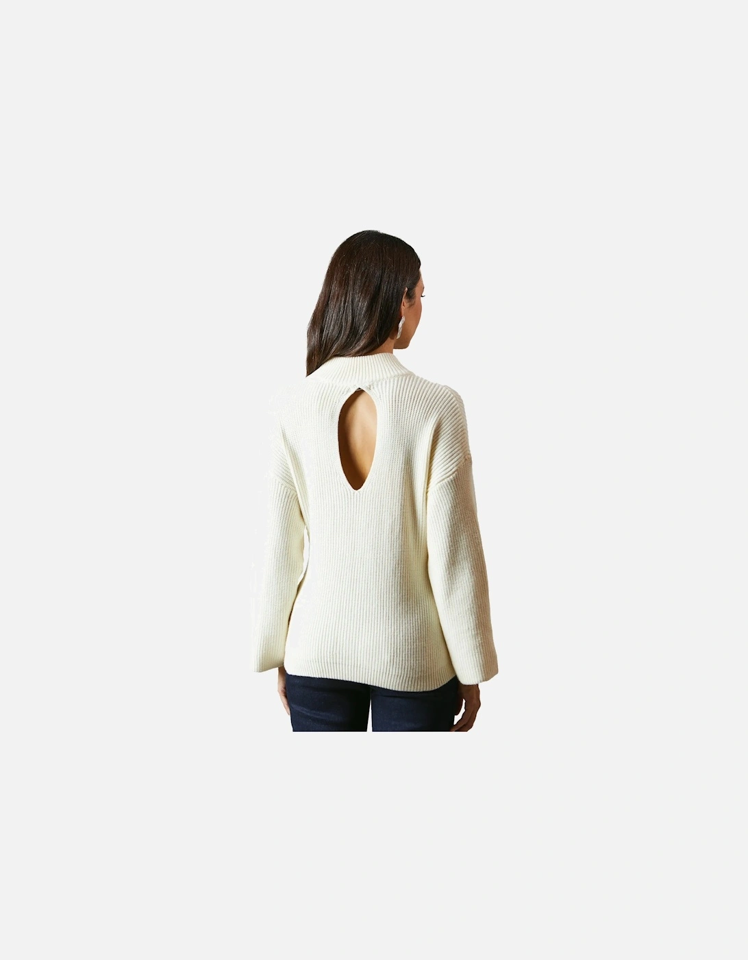 Womens/Ladies High-Neck Tie Back Jumper