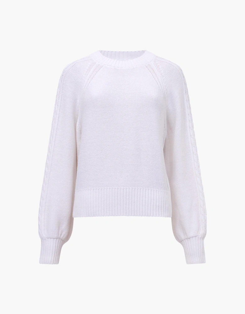 Lily Cable Sleeve Jumper Linen White