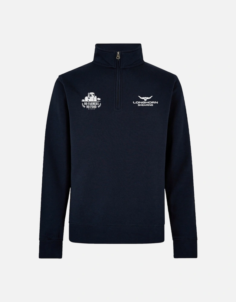 Longhorn 'No Farmers, No Food' 1/4 Zip Sweat Navy