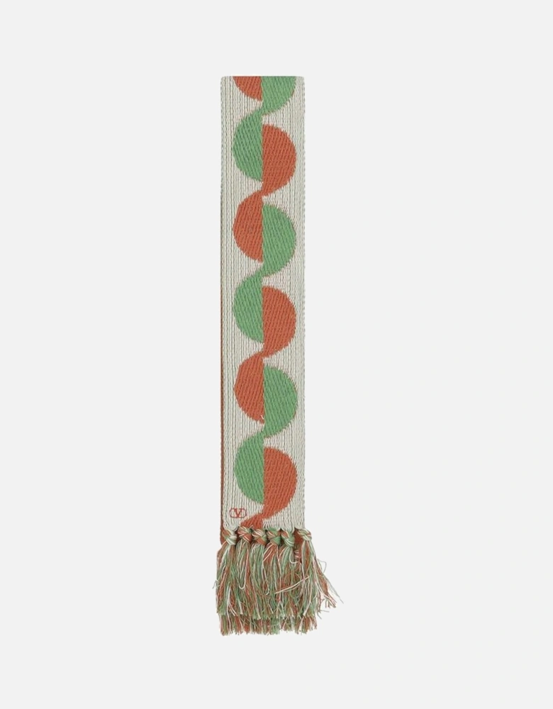 Geometric Jacquard Cotton Scarf with Frayed Edges Women - Multicolor
