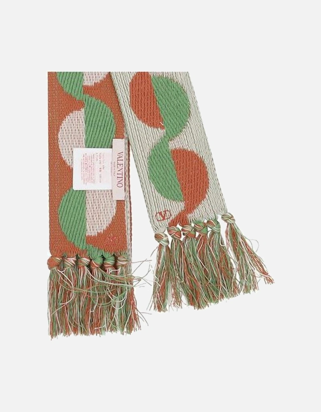 Geometric Jacquard Cotton Scarf with Frayed Edges Women - Multicolor