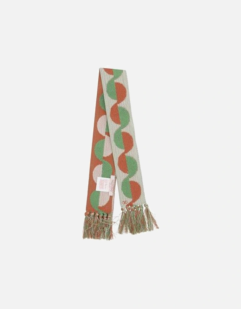 Geometric Jacquard Cotton Scarf with Frayed Edges Women - Multicolor