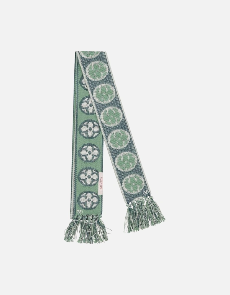 Geometric Jacquard Cotton Scarf with Frayed Edges Women - Multicolor