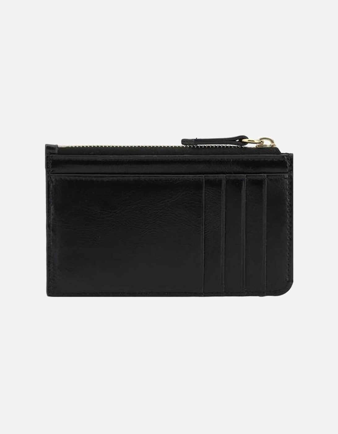 Leather Card Holder with Monogram and Card Slots Women - Black Wallets