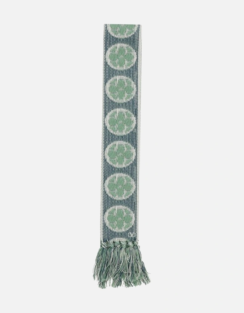 Geometric Jacquard Cotton Scarf with Frayed Edges Women - Multicolor