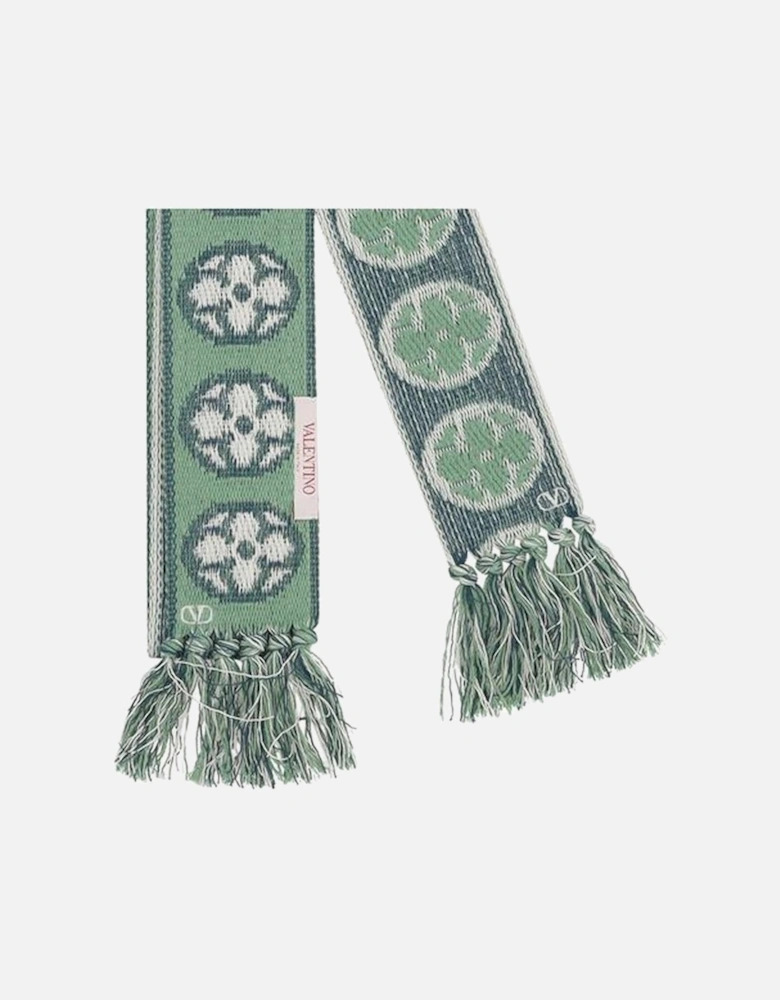 Geometric Jacquard Cotton Scarf with Frayed Edges Women - Multicolor