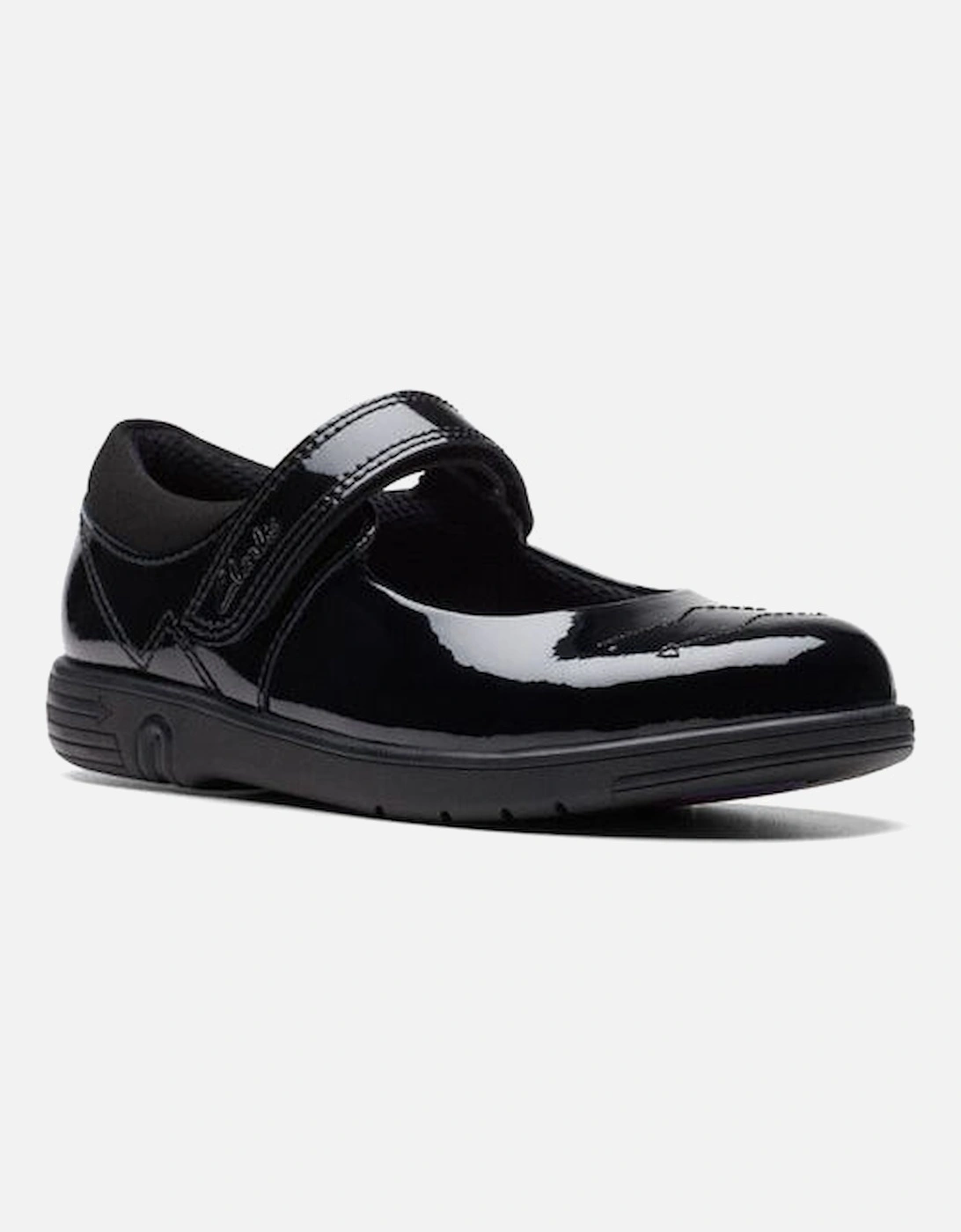 Clarks Clarks Jazzy Jig Kid black patent school shoe