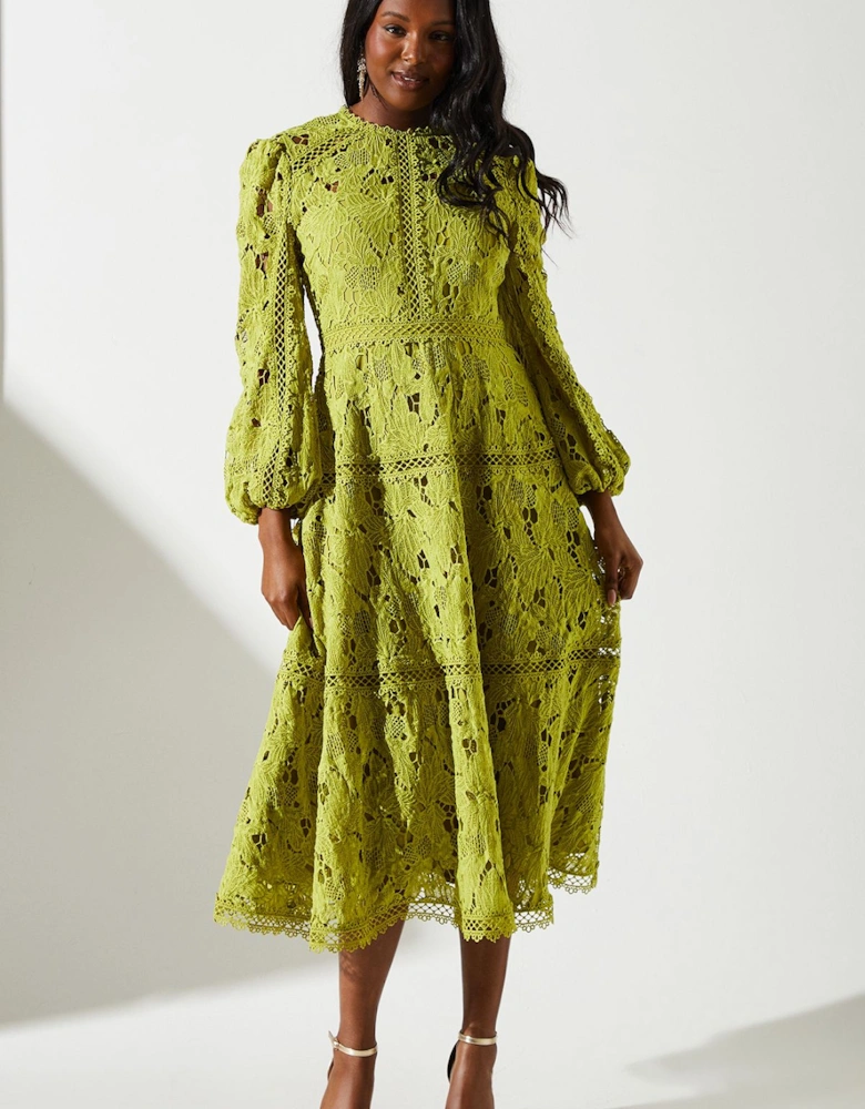 Lace Panelled Long Sleeve Dress