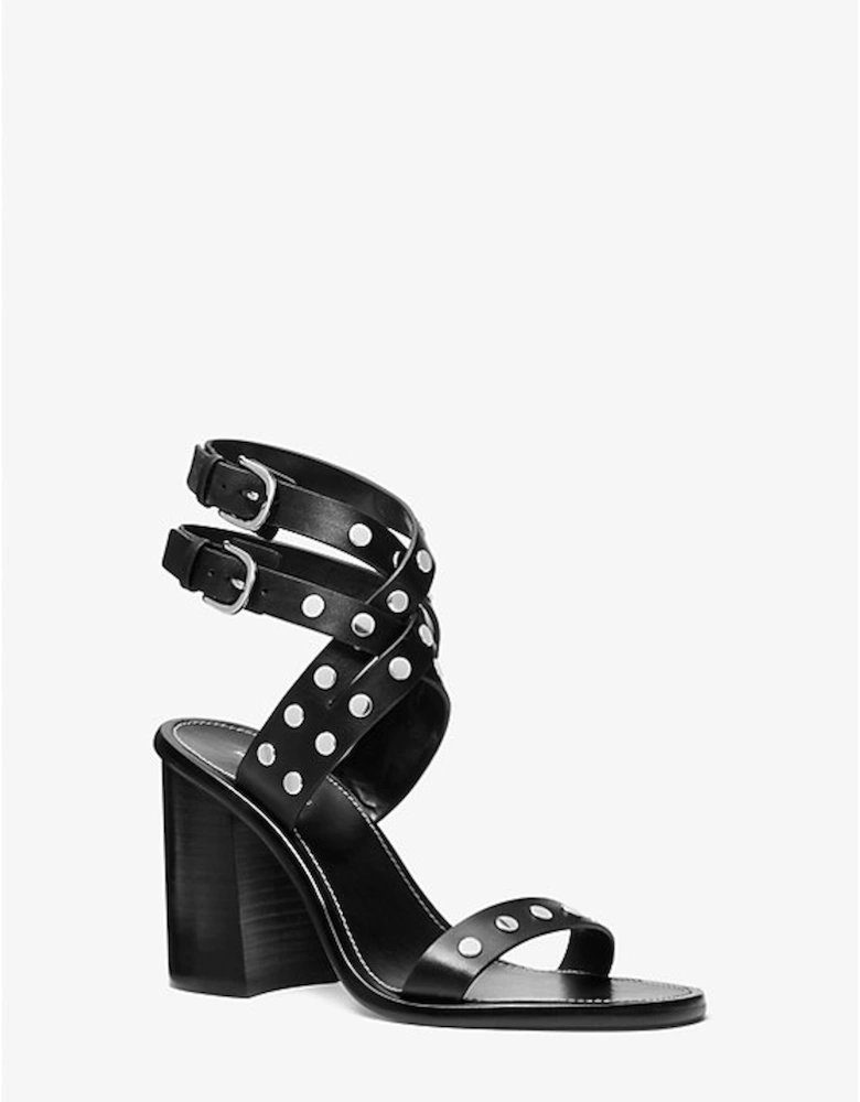 Irene Studded Leather Block Heel Sandal