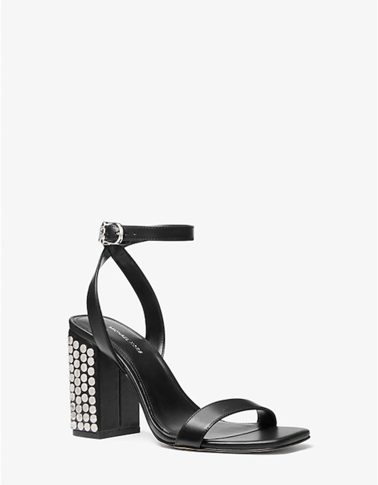 Merriam Studded Leather Block Heel Sandal