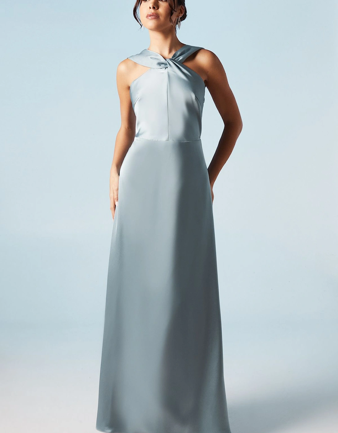 Twisted Halterneck Satin Maxi Dress, 6 of 5