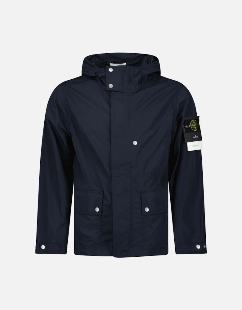 Micro Twill Hooded Jacket in Navy