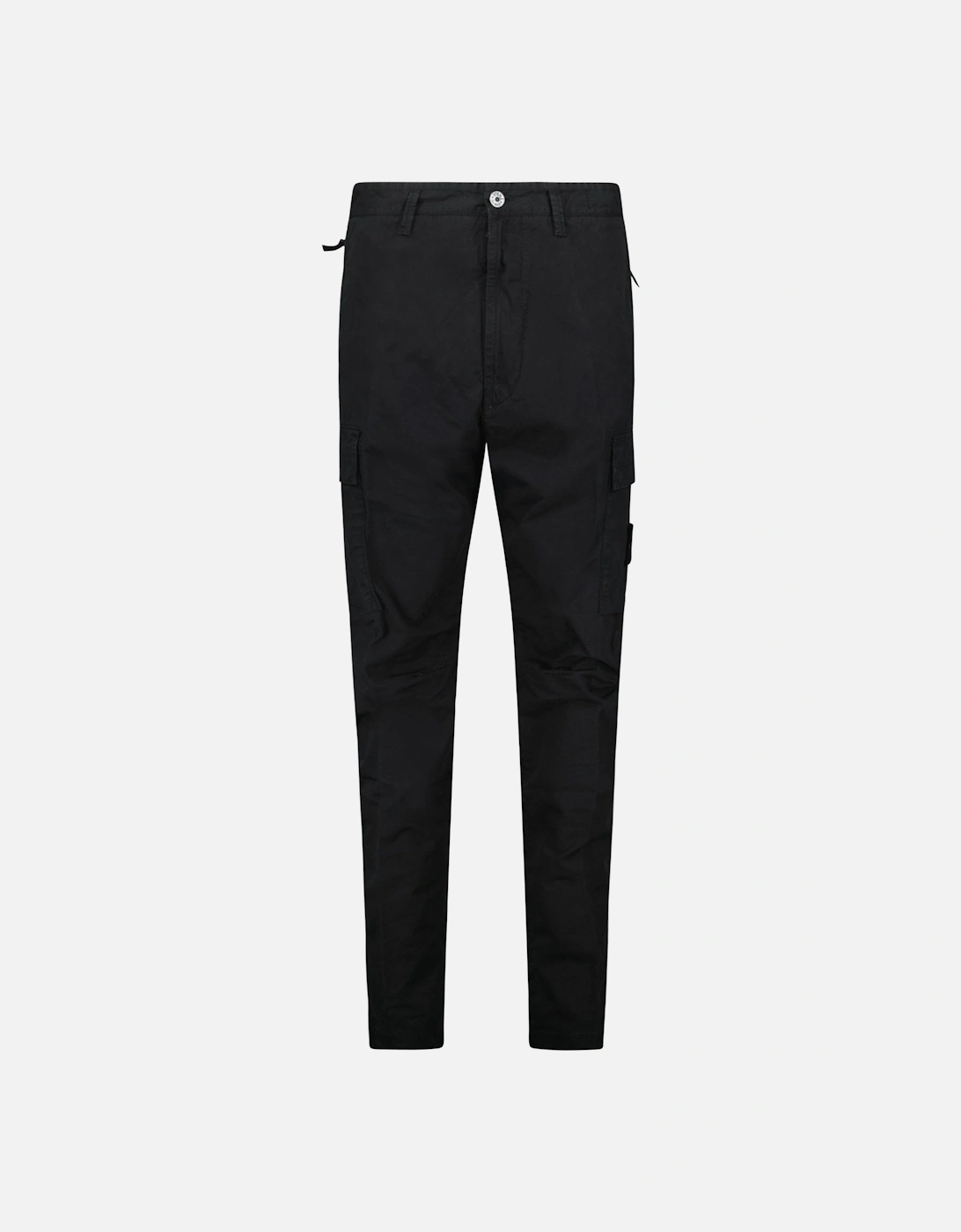 Stretch Organic Broken Twill Cotton 'OLD' Effect Cargo Trousers in Black, 5 of 4