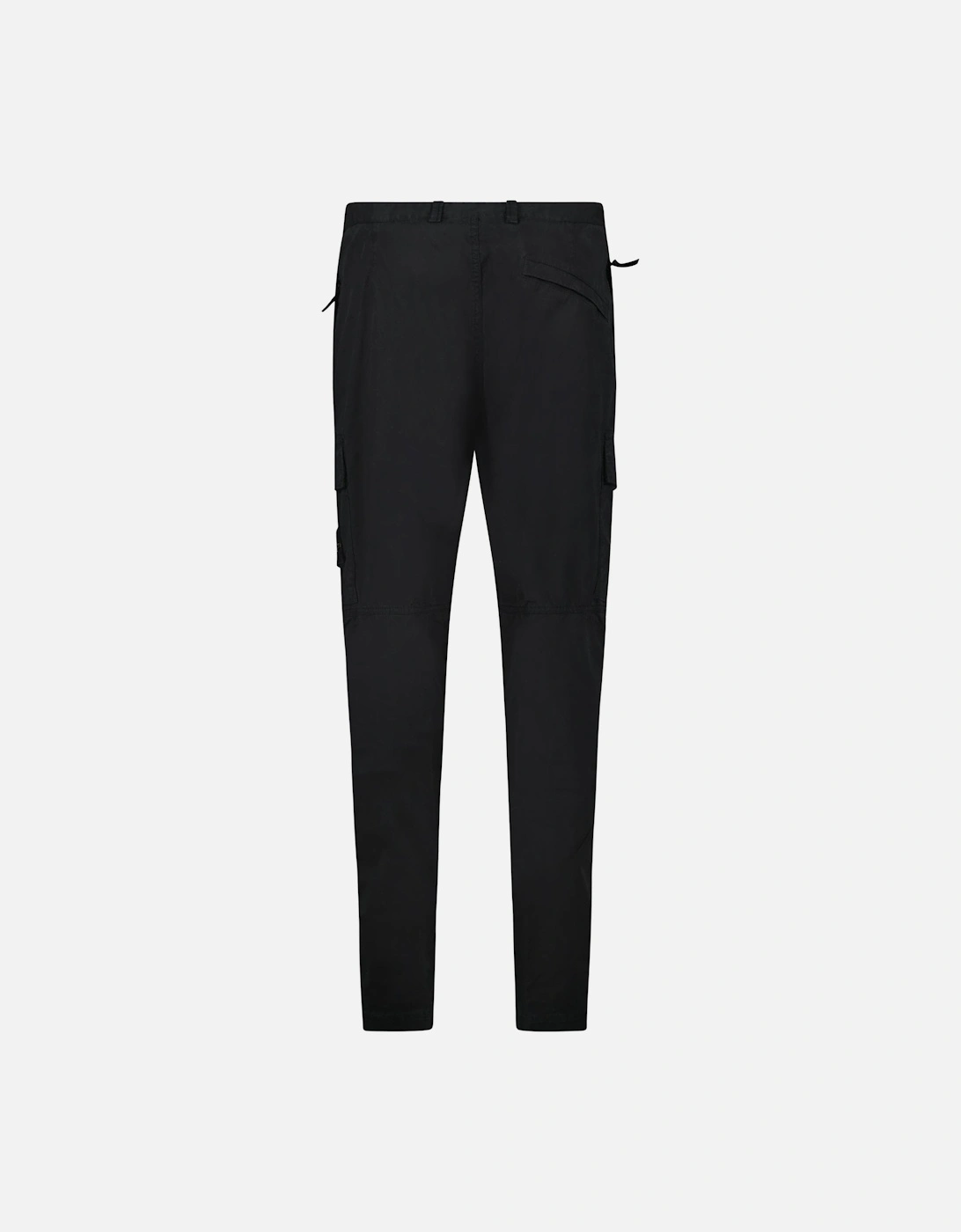 Stretch Organic Broken Twill Cotton 'OLD' Effect Cargo Trousers in Black