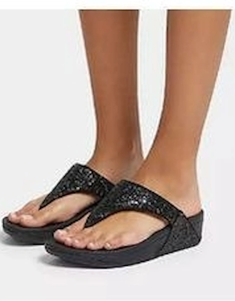 Lulu Glitter Toe Thong black glitter