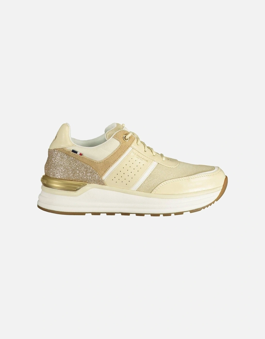 Contrasting Logo Lace-Up Sports Shoe Women - Beige Sneakers, 4 of 3