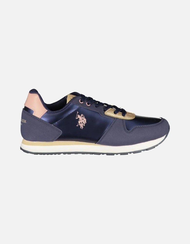 Contrast Detail Lace-Up Sports Footwear with Logo Print Women - Navy