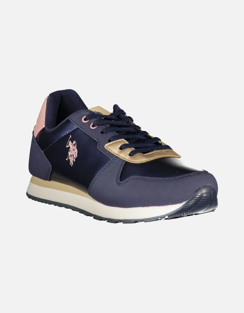 Contrast Detail Lace-Up Sports Footwear with Logo Print Women - Navy