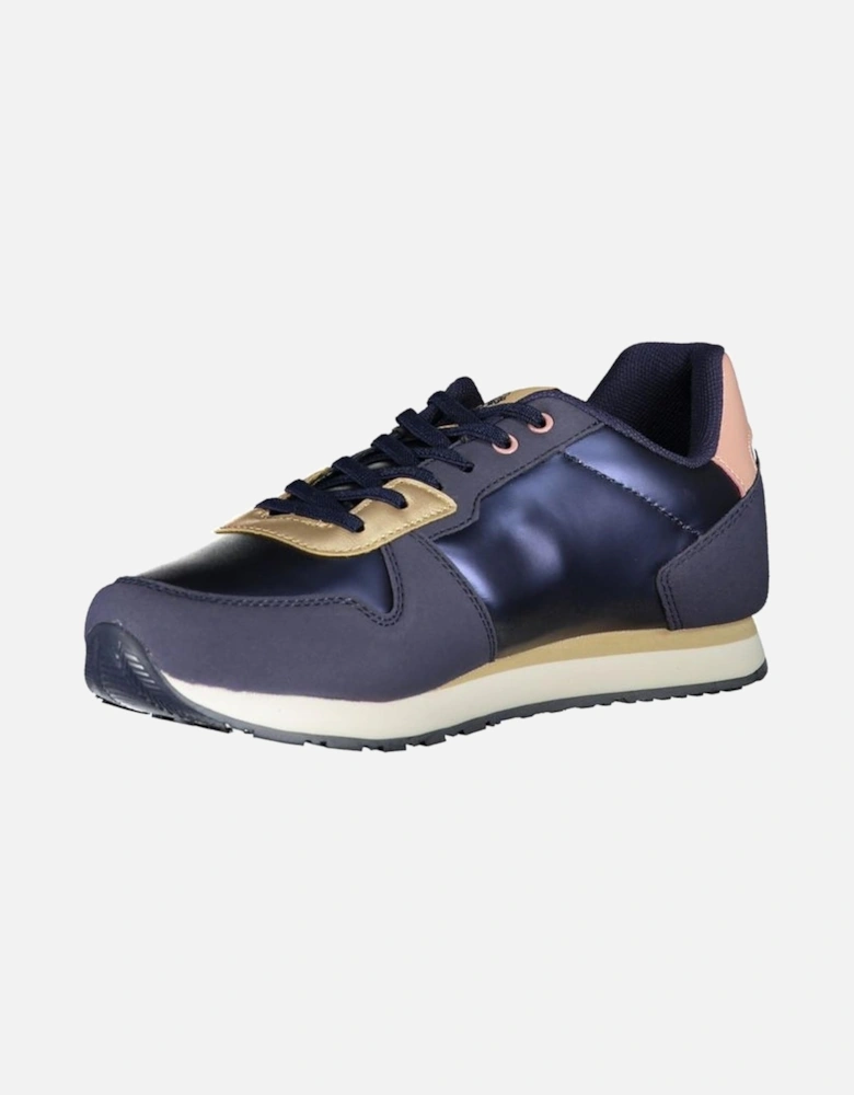 Contrast Detail Lace-Up Sports Footwear with Logo Print Women - Navy