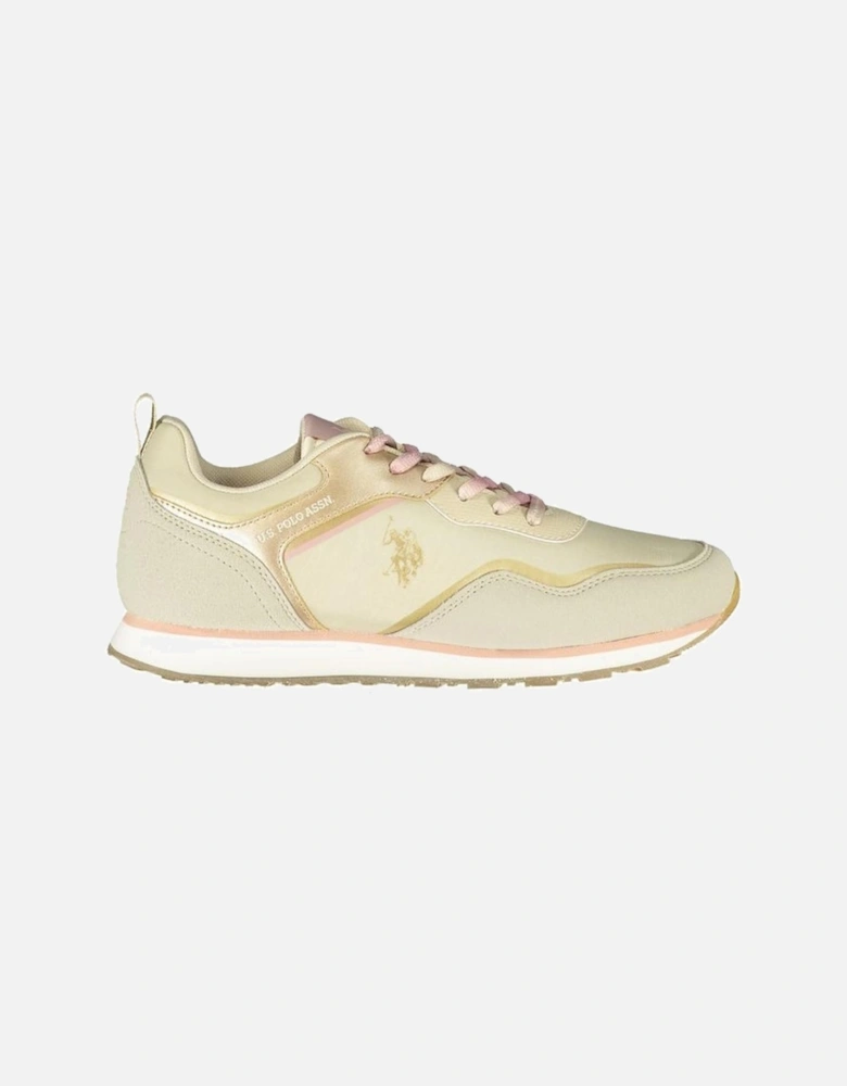 Contrast Lace Sports Footwear with Print and Logo. Women - Beige