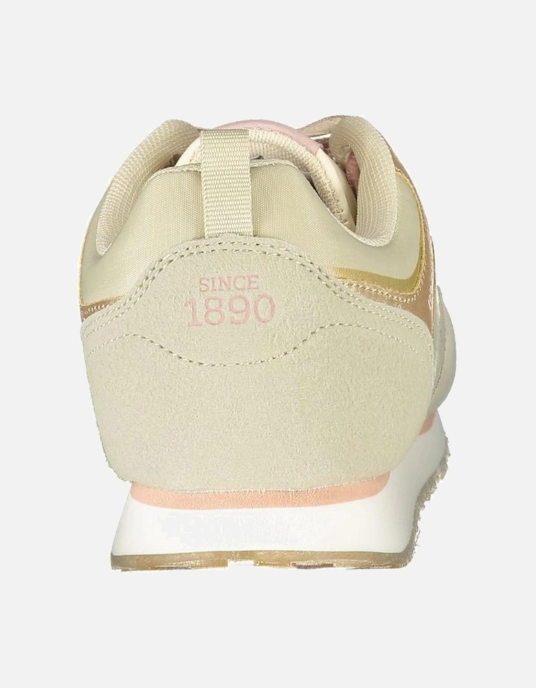 Contrast Lace Sports Footwear with Print and Logo. Women - Beige