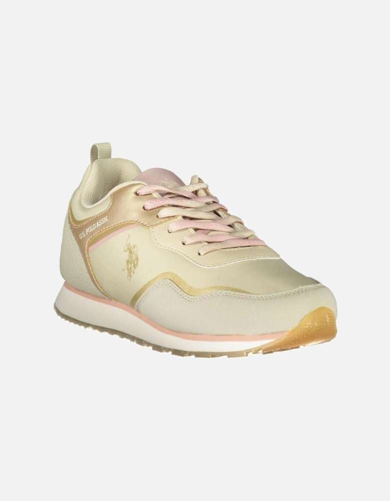 Contrast Lace Sports Footwear with Print and Logo. Women - Beige