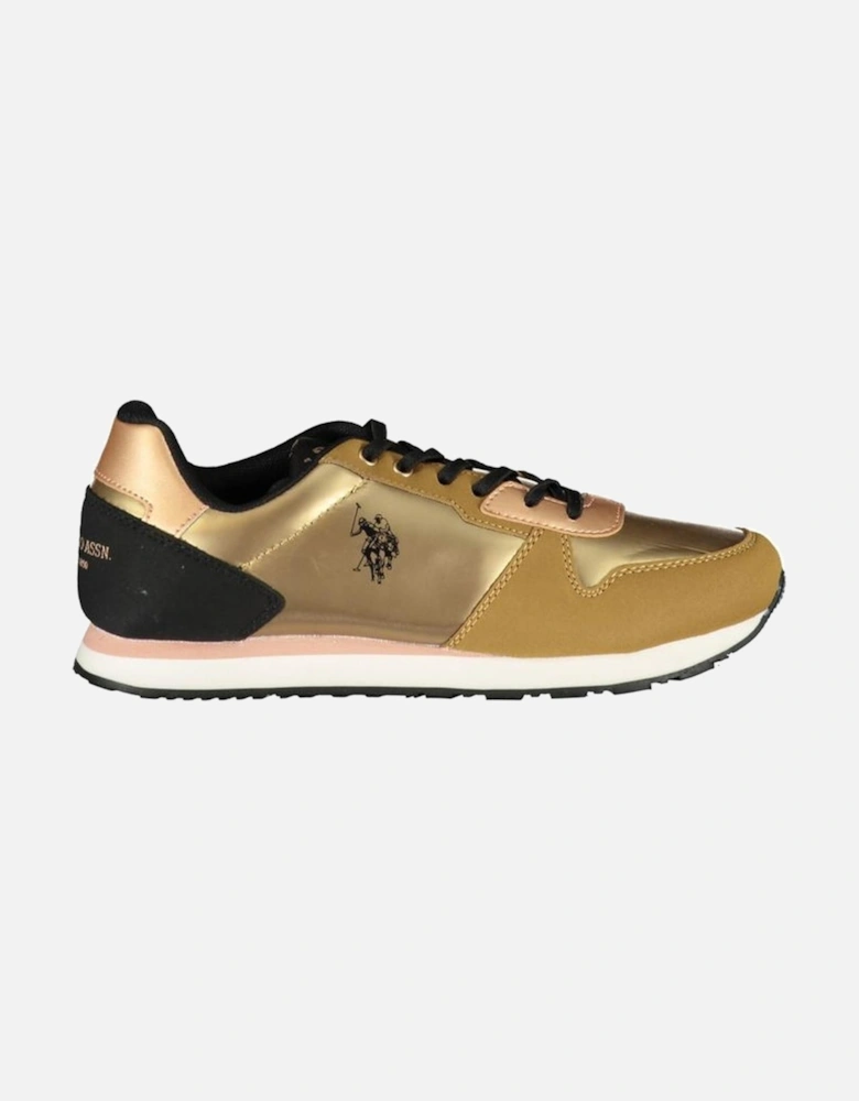 Laced Sports Footwear with Contrast Details and Print. Women - Gold