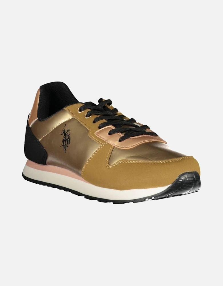 Laced Sports Footwear with Contrast Details and Print. Women - Gold