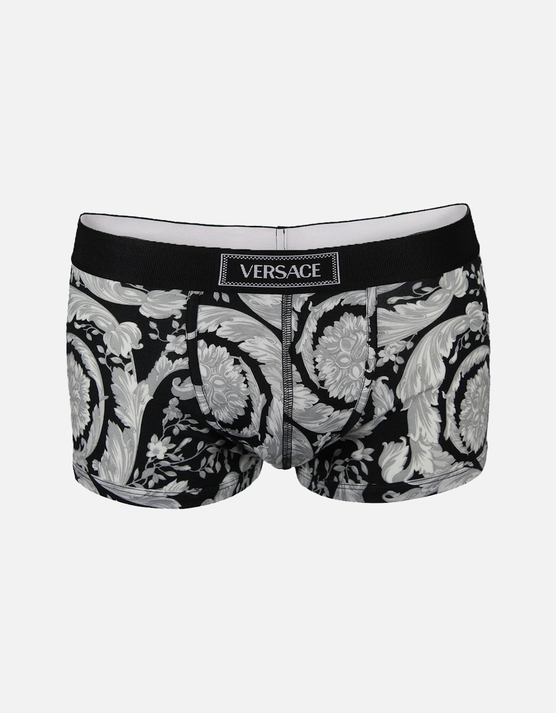 90s Vintage Logo Barocco Print Low Rise Boxer Trunk, Black/Grey, 4 of 3