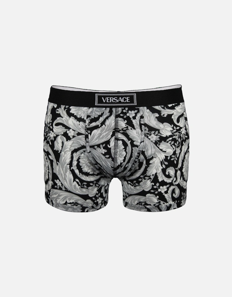 90s Vintage Logo Barocco Print Boxer Briefs, Black/Grey