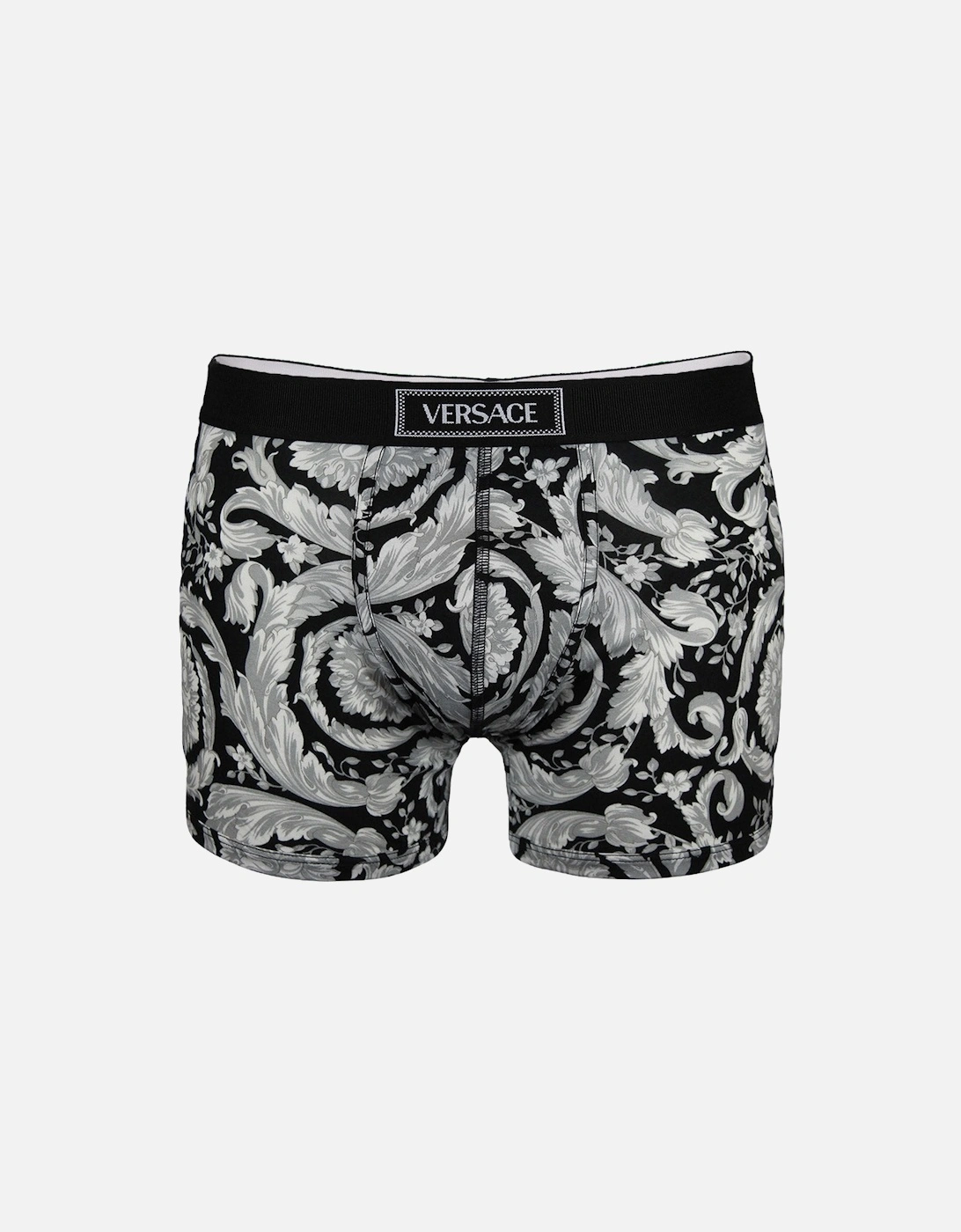 90s Vintage Logo Barocco Print Boxer Briefs, Black/Grey, 4 of 3