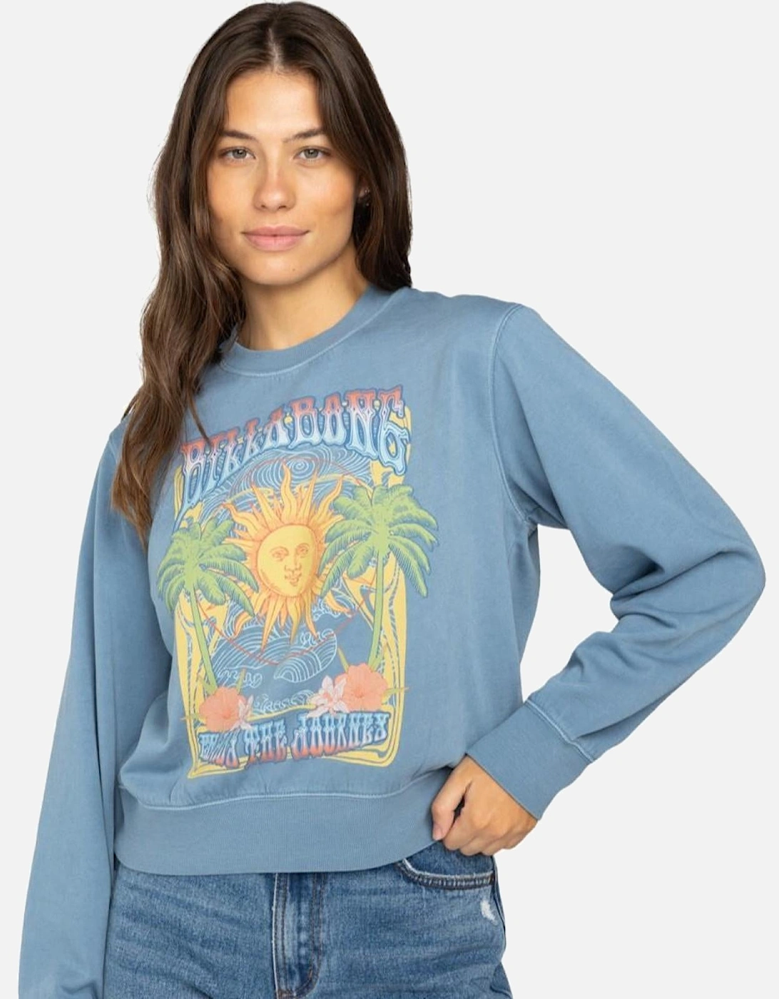Women's Billabong Womens From Paradise Vintage Pullover Sweatshirt - Blue Shadow - Size: XL