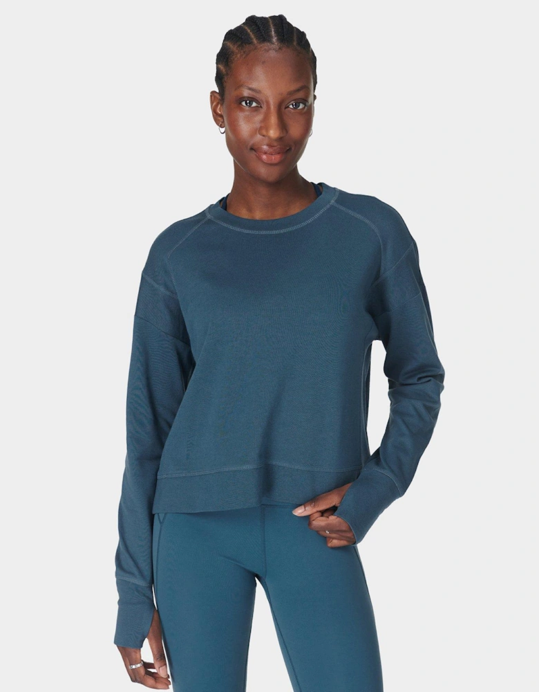 Womens Training After Class Crop Sweatshirt - Blue