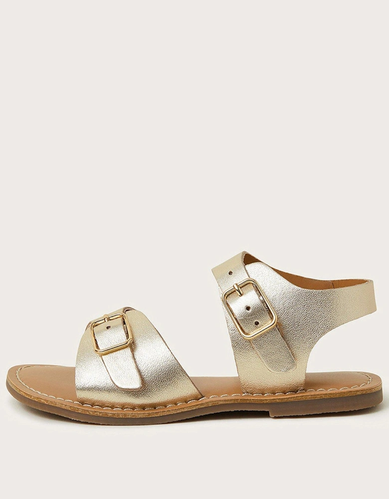 Girls Leather Sandals - Gold