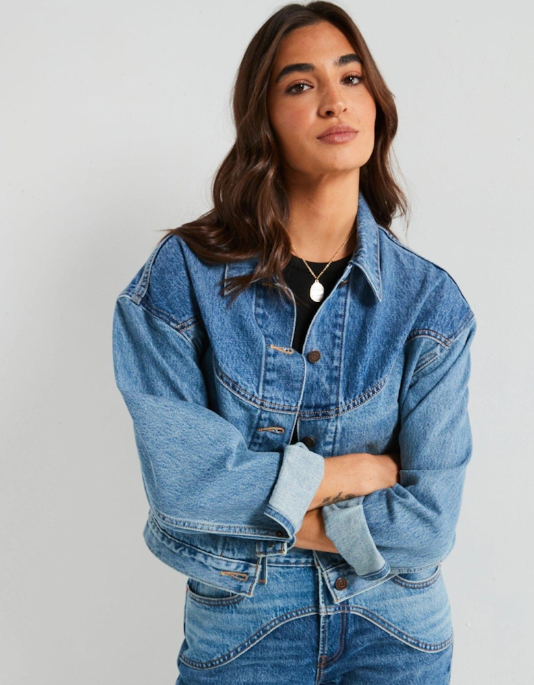 Shrunken 90s Trucker Jacket - Ironic Iconic Trucker - Blue