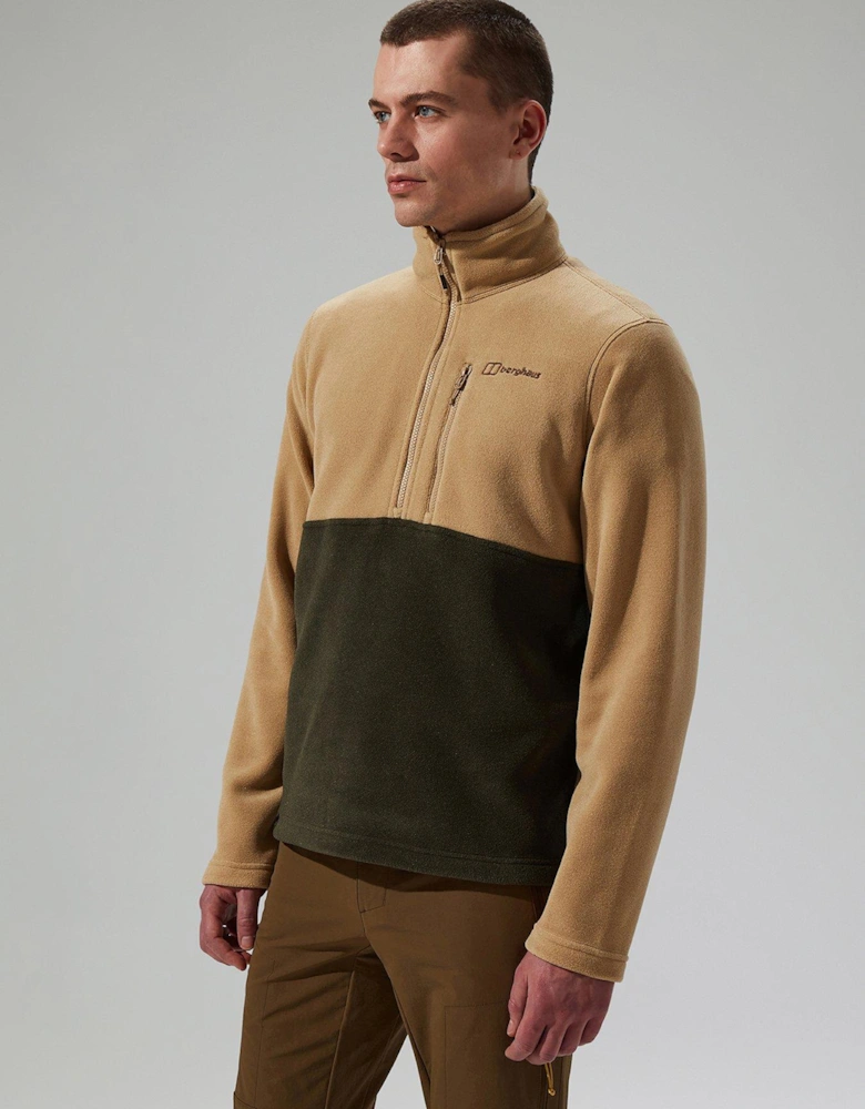 Mens Prism Colour Block Half Zip Fleece - Beige